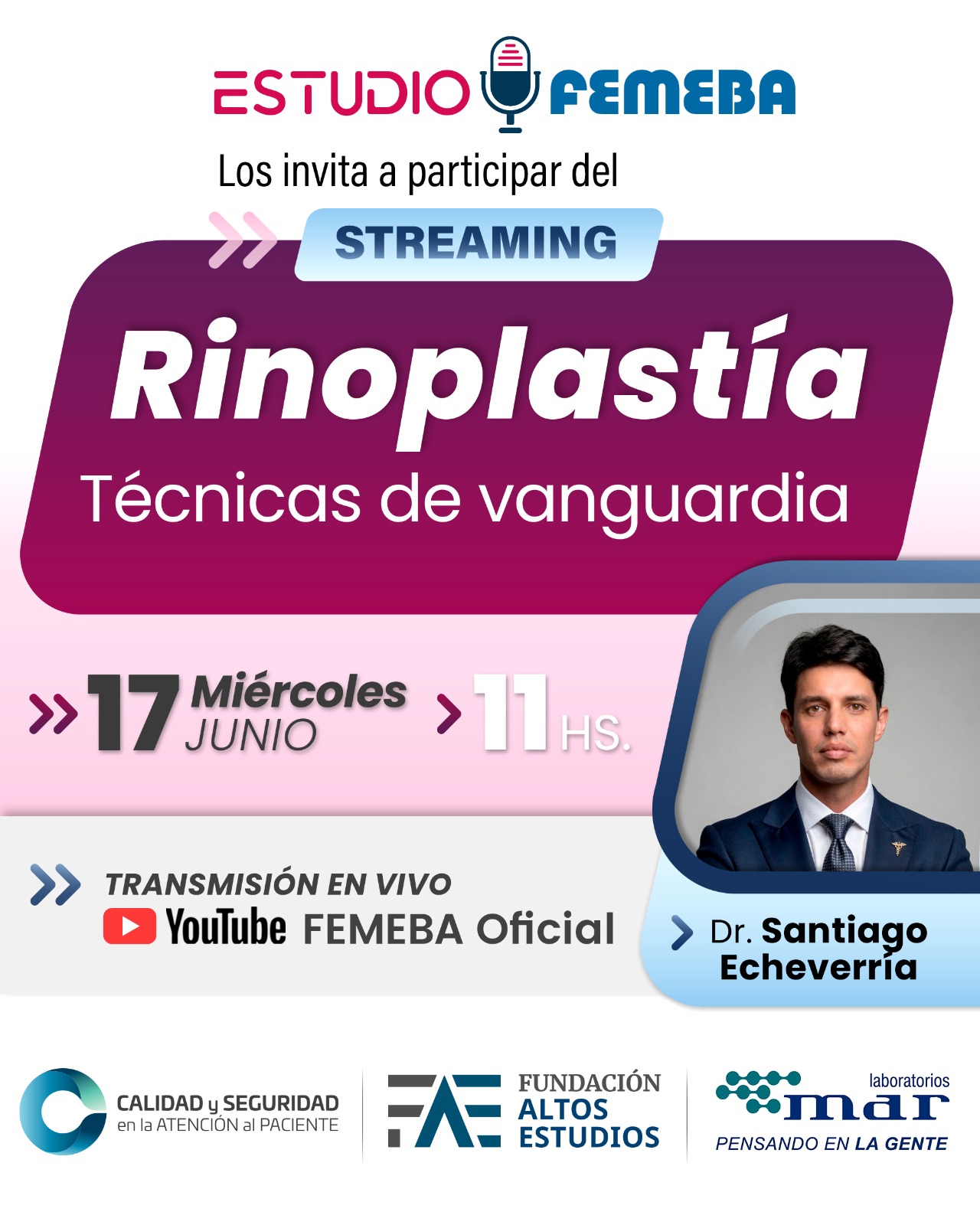 ESTUDIO FEMEBA te invita al stream #19. Rinoplastía: técnicas de vanguardia.